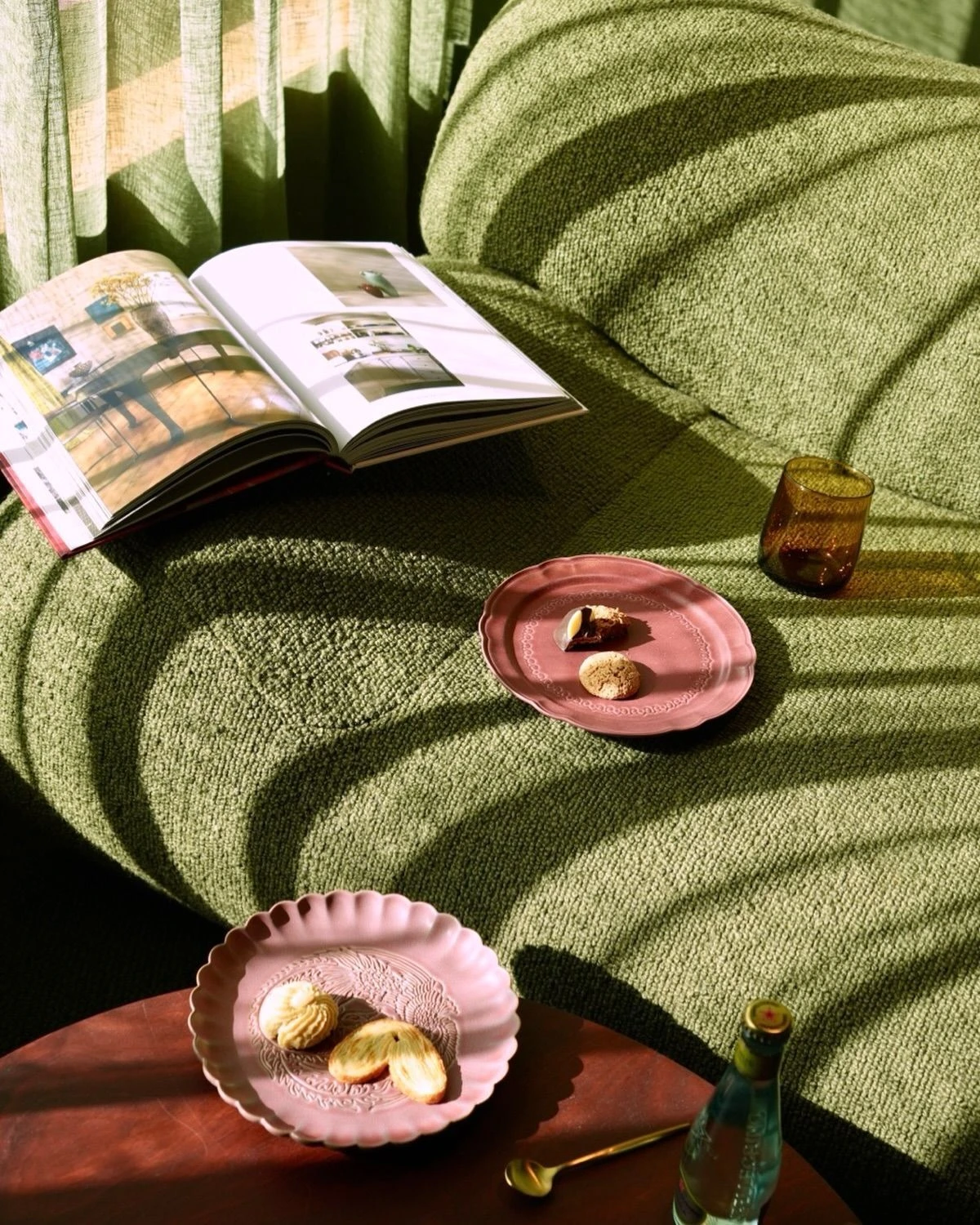 Warm social table styling in golden-hour light